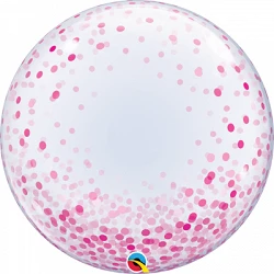 Globo Burbuja confeti Rosa de 61cm Bubble