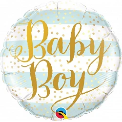 Globo Baby Boy Azul y oro Elegante de 45 cm