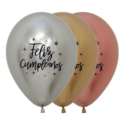 Globos Feliz cumpleaños Delux Reflex en Plata, oro y Rosa oro (12)