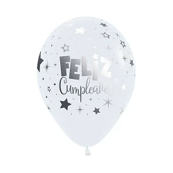 Comprar Globos Blancos de Feliz Cumpleaños Metalizado (12) en Masfiesta.es. Artículos de fiesta y decoración