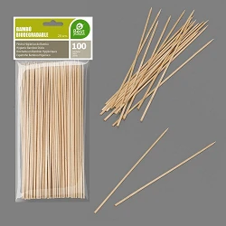 Comprar Pinchos de Bambú Higiénicos de 200 x 2 mm (100 ud) en Masfiesta.es. Artículos de fiesta y decoración