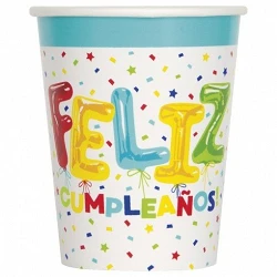 Comprar Vasos Feliz cumpleaños globos y confeti (8) en Masfiesta.es. Artículos de fiesta y decoración