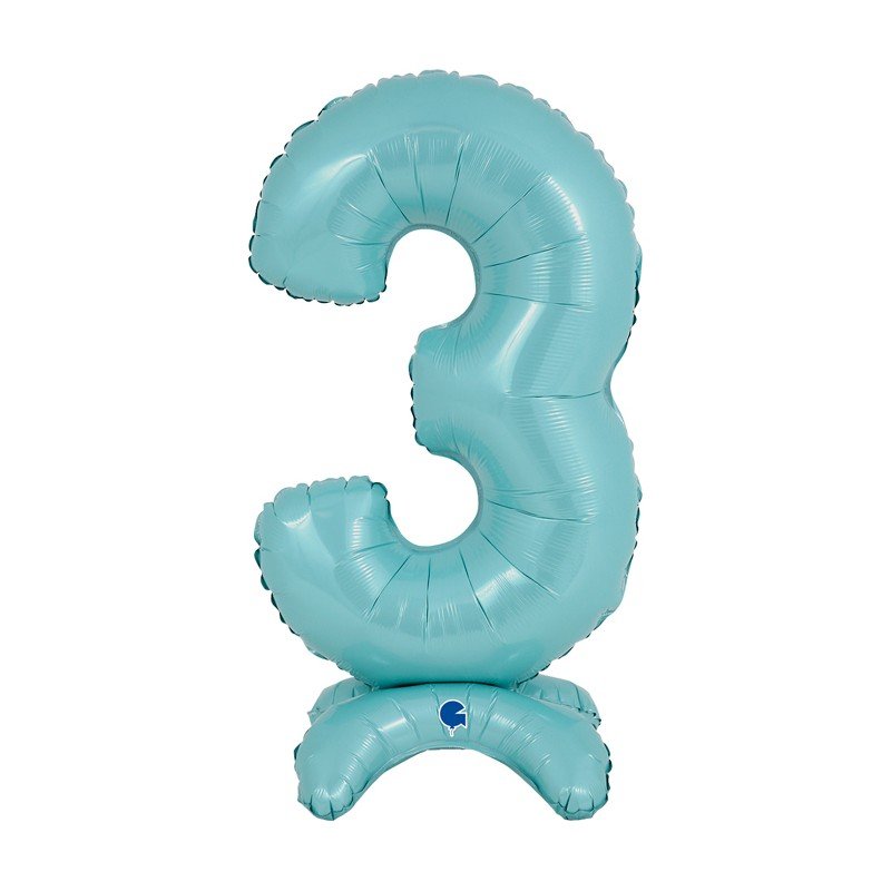 Comprar Globo Número 3 Azul Pastel Standup de 64cm en Masfiesta.es. Artículos de fiesta y decoración