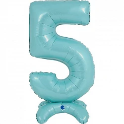 ✅Globo Número 5 Azul Pastel Standup de 64cm por solo 4,90 € en Masfiesta.es. Venta de Artículos de fiesta y decoración