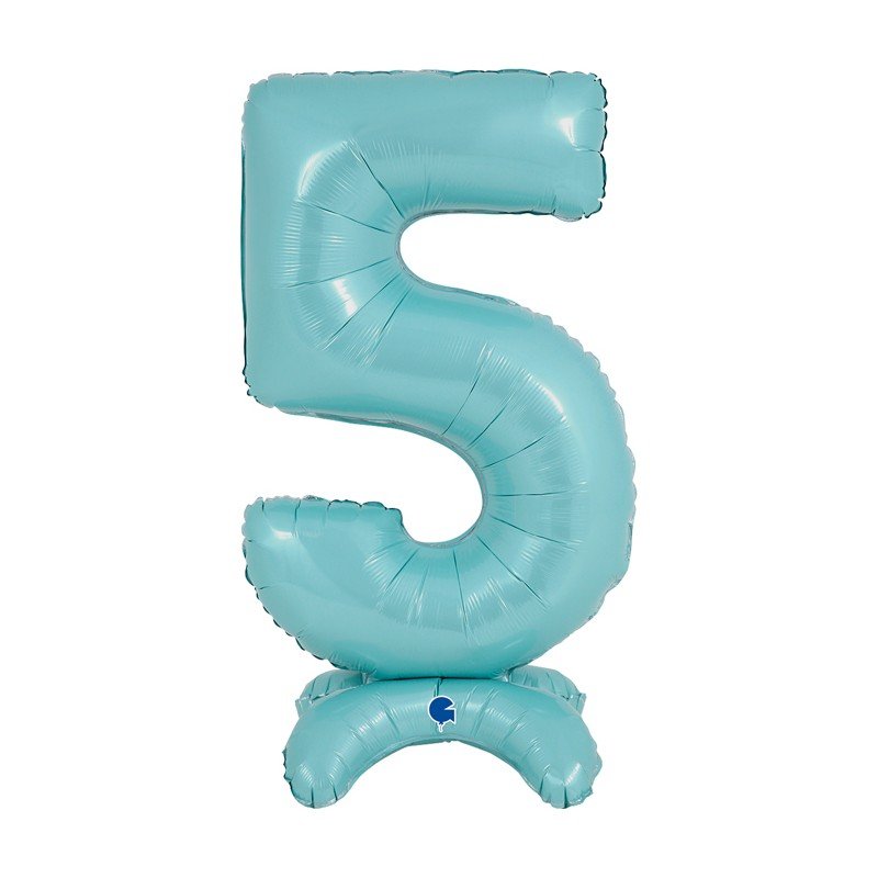 Comprar Globo Número 5 Azul Pastel Standup de 64cm en Masfiesta.es. Artículos de fiesta y decoración