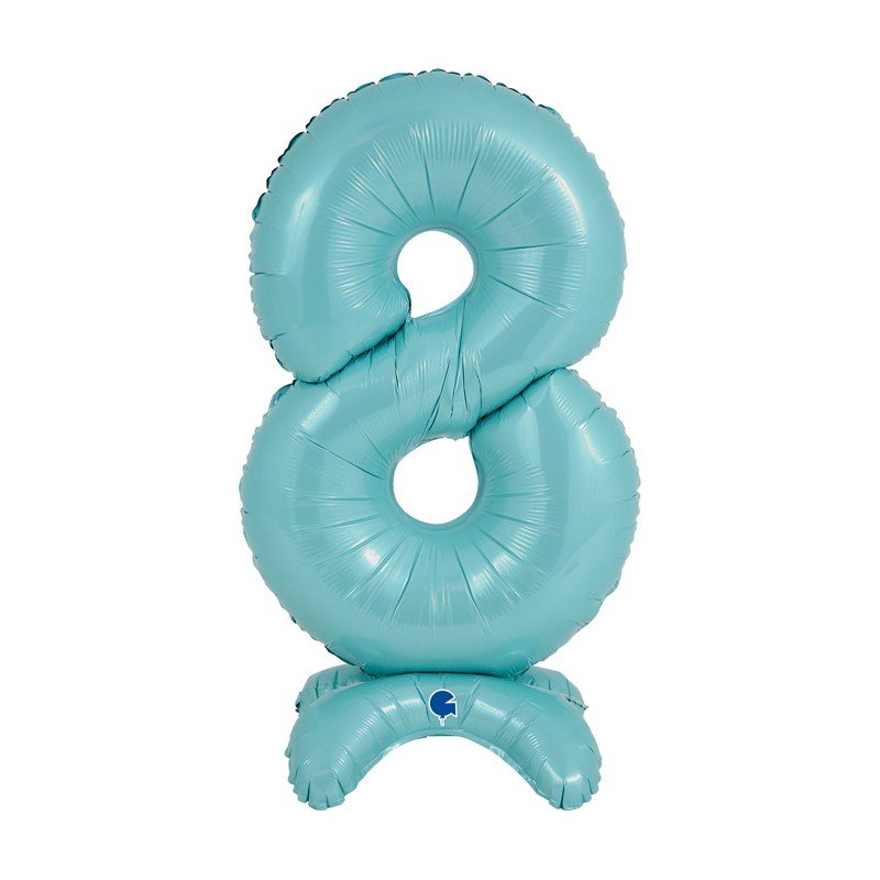 Comprar Globo Número 8 Azul Pastel Standup de 64cm en Masfiesta.es. Artículos de fiesta y decoración