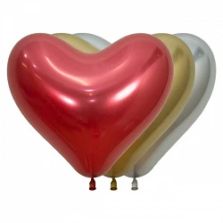 Comprar Globos Corazón Color Rojo, Oro y Plata Reflex de 35cm (12) en Masfiesta.es. Artículos de fiesta y decoración