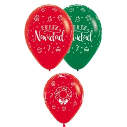 Comprar Globos latex Feliz Navidad Rojo/Verde (12) en Masfiesta.es. Artículos de fiesta y decoración
