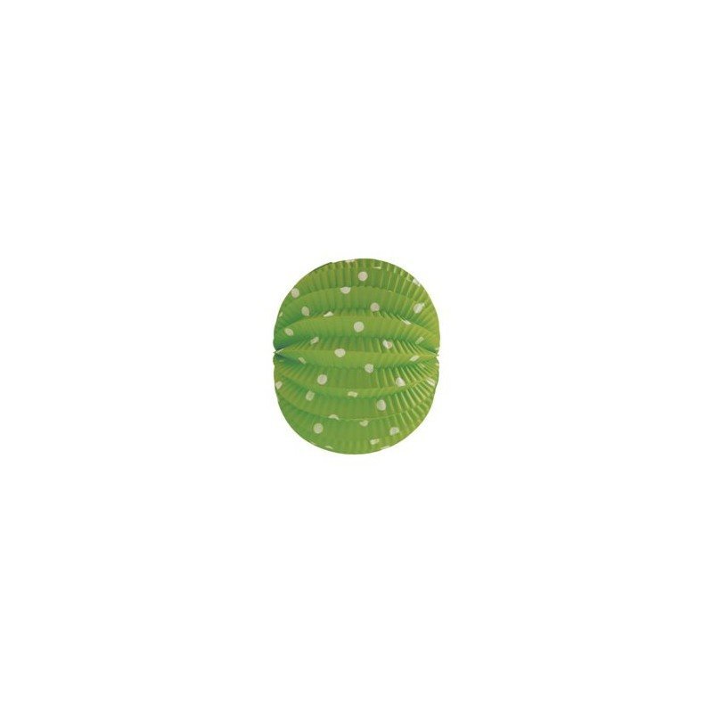 Comprar Farolillo de papel color Verde Pistacho Lunar Blanco, de 22 cm. en Masfiesta.es. Artículos de fiesta y decoración