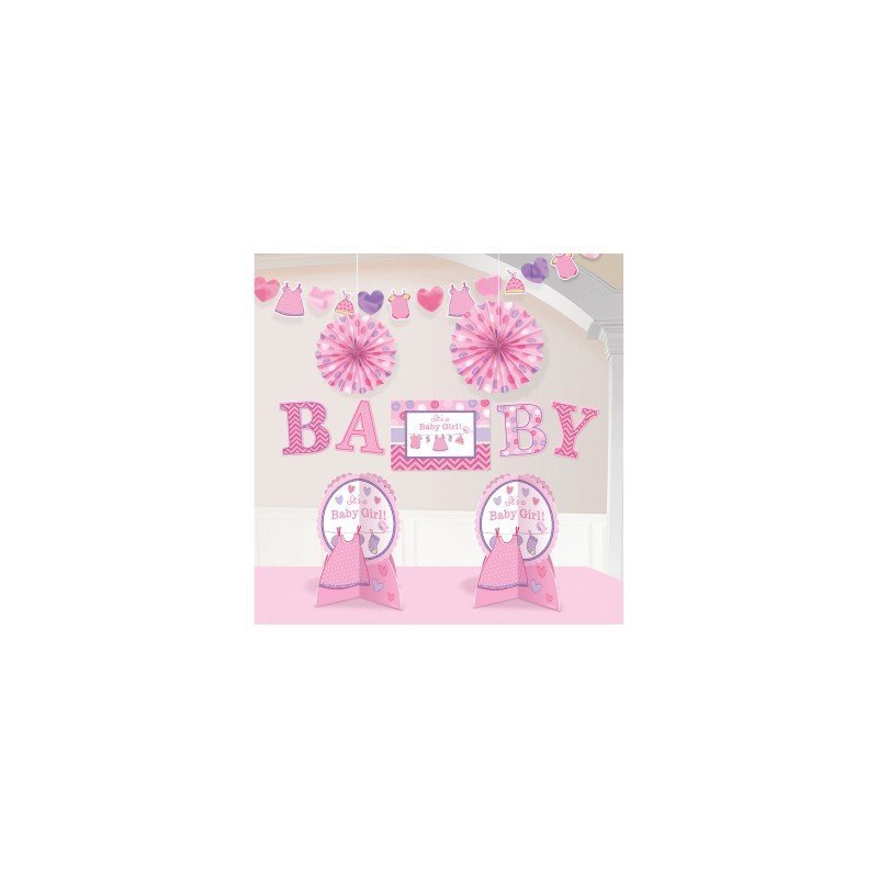 Comprar Kit Decoracion Baby Girl ropa tendida (10 piezas) en Masfiesta.es. Artículos de fiesta y decoración