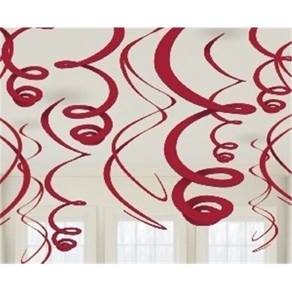 Comprar Decoracion Colgantes Espirales de Color Rojo (12 de 55,8 cm) en Masfiesta.es. Artículos de fiesta y decoración