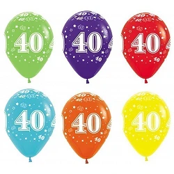 Globos Número 40 Colores Surtidos Solidos 30cm aprox (12 ud)