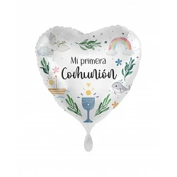 Comprar Globo Mi Primera Comunión forma Corazón de 43cm en Masfiesta.es. Artículos de fiesta y decoración