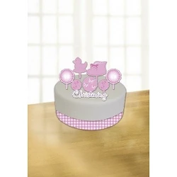 Pink (3)Booties Cake Decorating K Incl. Ribbon, Candle andCard Decoration