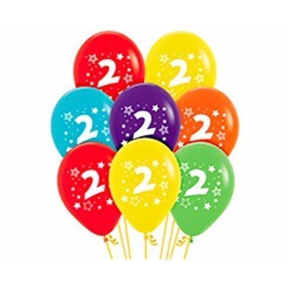 Comprar Globos Número 2 Colores Surtidos Solidos 30cm aprox (12 ud) en Masfiesta.es. Artículos de fiesta y decoración