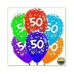 Globos Número 50 Colores Surtidos Solidos 30cm aprox (12 ud)