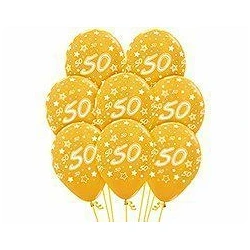 Globos Número 50 Color Dorado Metalizado 30cm aprox (12 ud)