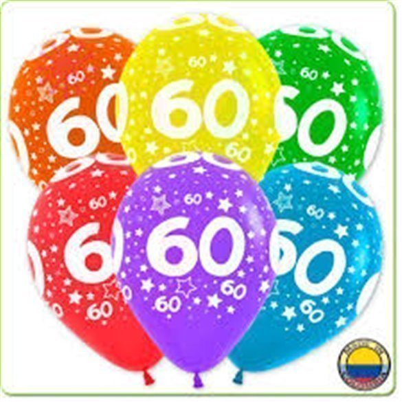 Comprar Globos Número 60 Colores Surtidos Solidos 30cm aprox (12 ud) en Masfiesta.es. Artículos de fiesta y decoración