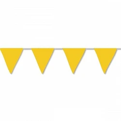 Comprar Banderín Triangulo Plástico Color Amarillo (5Mts) en Masfiesta.es. Artículos de fiesta y decoración