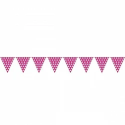 Comprar Banderín Triangulo Plástico Color Rosa Lunar Blanco (5 Mts) en Masfiesta.es. Artículos de fiesta y decoración