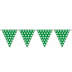 Comprar Banderín Triangulo Plástico Color Verde Lunar Blanco (5 Mts) en Masfiesta.es. Artículos de fiesta y decoración