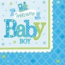 Comprar Servilletas Bienvenido Baby Boy de 33 cm aprox. (16) en Masfiesta.es. Artículos de fiesta y decoración