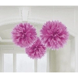 Comprar Fluffy PomPom Colgante Color Rosa (3 de 40,6 cm) en Masfiesta.es. Artículos de fiesta y decoración