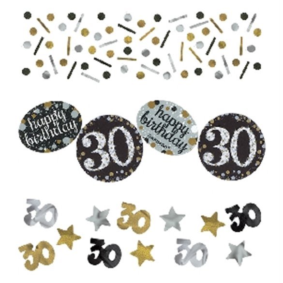 Confeti Happy 30 Birthday Prismatic Plata/oro