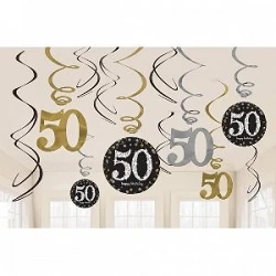 Comprar Decoracion Colgante (6x2) Prismatic Plata/oro 50 Cumpleaños en Masfiesta.es. Artículos de fiesta y decoración