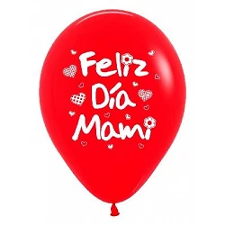 Comprar Globos Serigrafiado diseño Feliz día Mami de 30 cm aprox en Rojos y Blancos solido (12 ud) en Masfiesta.es. Artículos...