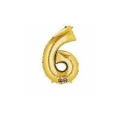 Globo Numero Nº6 Color Oro (33 cm Aprox, Empaquetado)