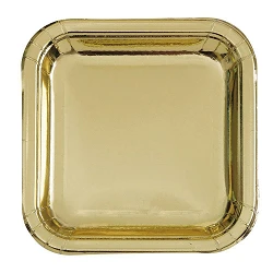 Comprar Platos Cuadrado Oro Brillo de 23 cm (8) en Masfiesta.es. Artículos de fiesta y decoración