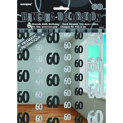 Comprar Decoracion Colgantes 60 Cumpleaños Negro y Plata (6) en Masfiesta.es. Artículos de fiesta y decoración
