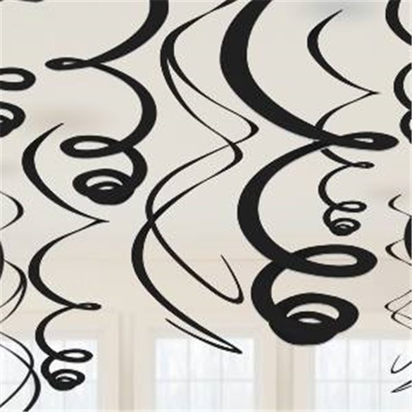 Comprar Decoracion Colgantes Espirales de Color Negro (12 de 55,8 cm) en Masfiesta.es. Artículos de fiesta y decoración