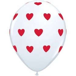 Comprar Globos látex Blancos con corazones rojos (6) en Masfiesta.es. Artículos de fiesta y decoración