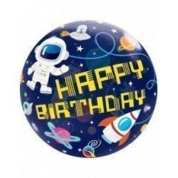 Globo Happy Birthday Espacio Burbuja de 55 cm aprox.