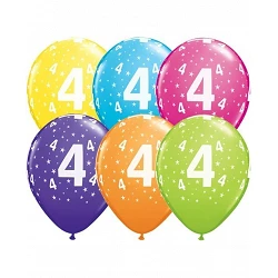 Comprar Globos impresos número 4 en colores surtidos (25ud) en Masfiesta.es. Artículos de fiesta y decoración