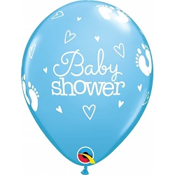 Globos Baby Shower con Huellas de bebe azules (25ud)